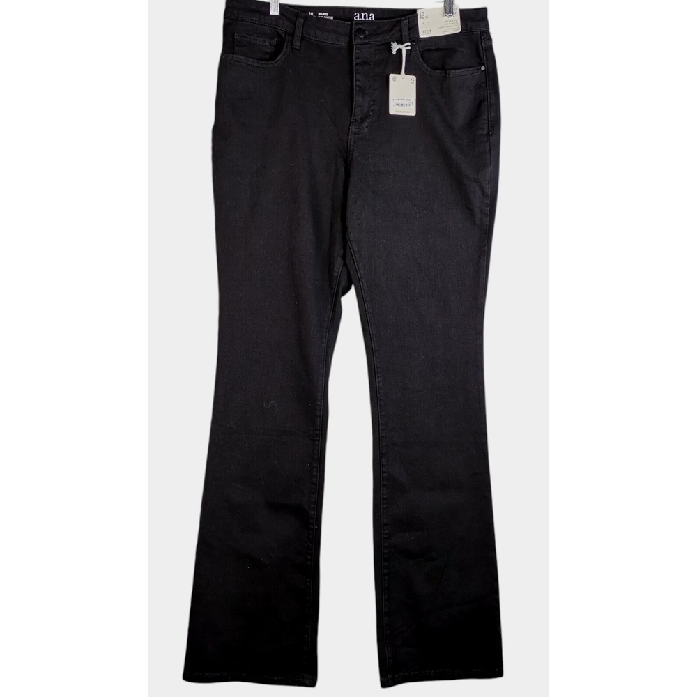 a.n.a Womens Mid Rise Slim Fit Bootcut Leg Black Jean Size 18 Tall, Stretch NWT